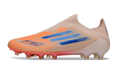 Men's Adidas F50+ Elite Laceless FG Firm Ground Low-Tops Football Boots - Pink/Orange/Blue