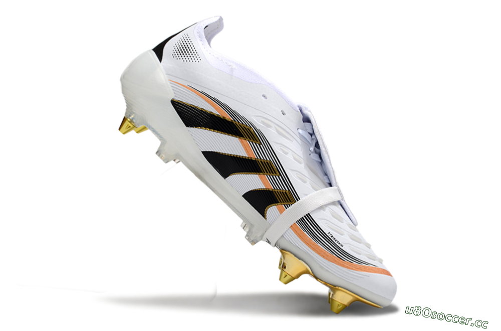 Men's Adidas Predator 25 Elite Foldover Tongue SG Soft Ground Low-Tops Football Boots - White/Black/Gold 4