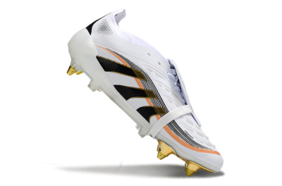 Men's Adidas Predator 25 Elite Foldover Tongue SG Soft Ground Low-Tops Football Boots - White/Black/Gold