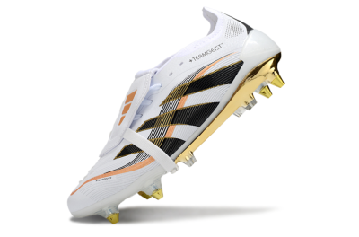 Men's Adidas Predator 25 Elite Foldover Tongue SG Soft Ground Low-Tops Football Boots - White/Black/Gold