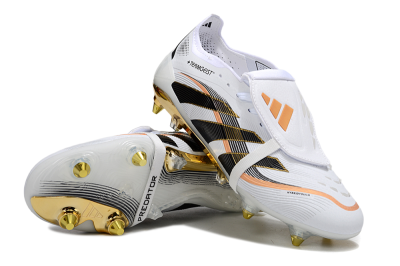 Men's Adidas Predator 25 Elite Foldover Tongue SG Soft Ground Low-Tops Football Boots - White/Black/Gold