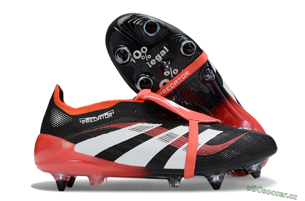 Men's Adidas Predator 25 Elite Foldover Tongue SG Soft Ground Low-Tops Football Boots - Black/White/Red 2