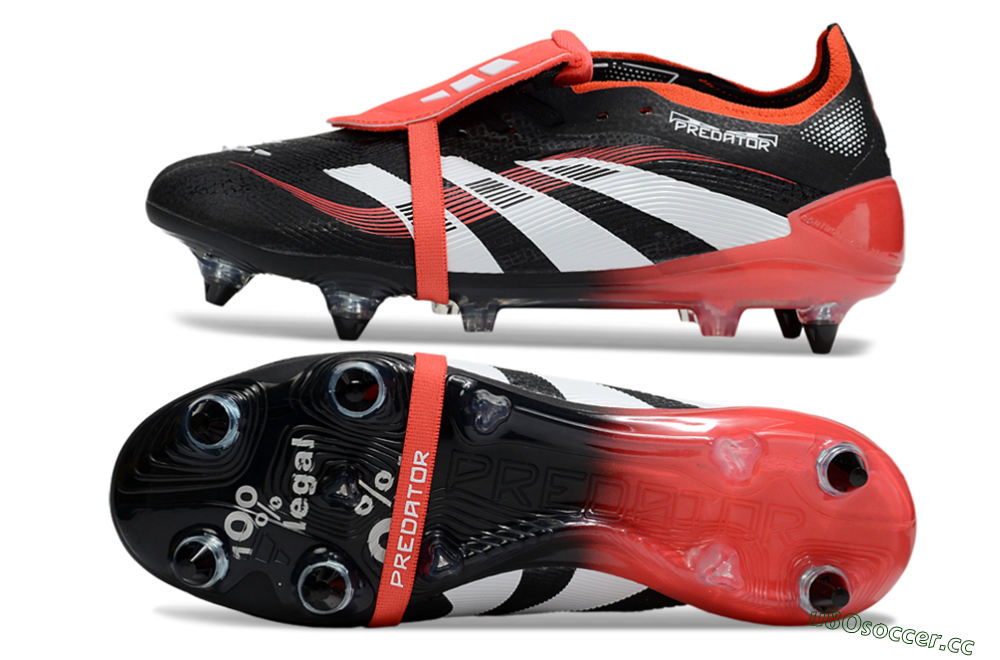 Men's Adidas Predator 25 Elite Foldover Tongue SG Soft Ground Low-Tops Football Boots - Black/White/Red 1
