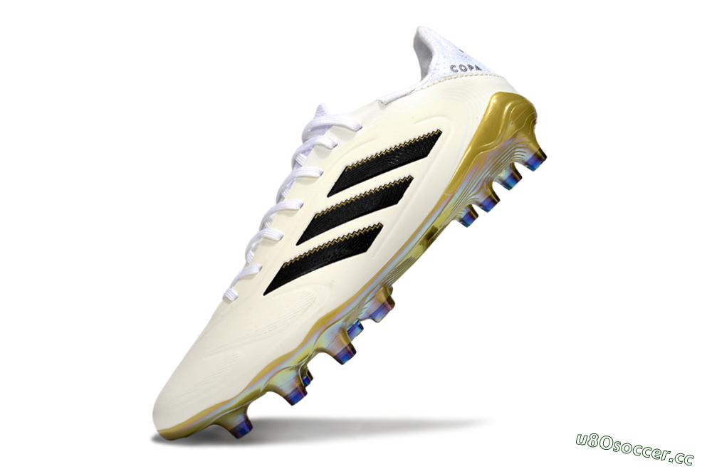 Men's Adidas Copa Pure 3 Elite FG Firm Ground Low-Tops Football Boots - Beige/Black/Gold 5