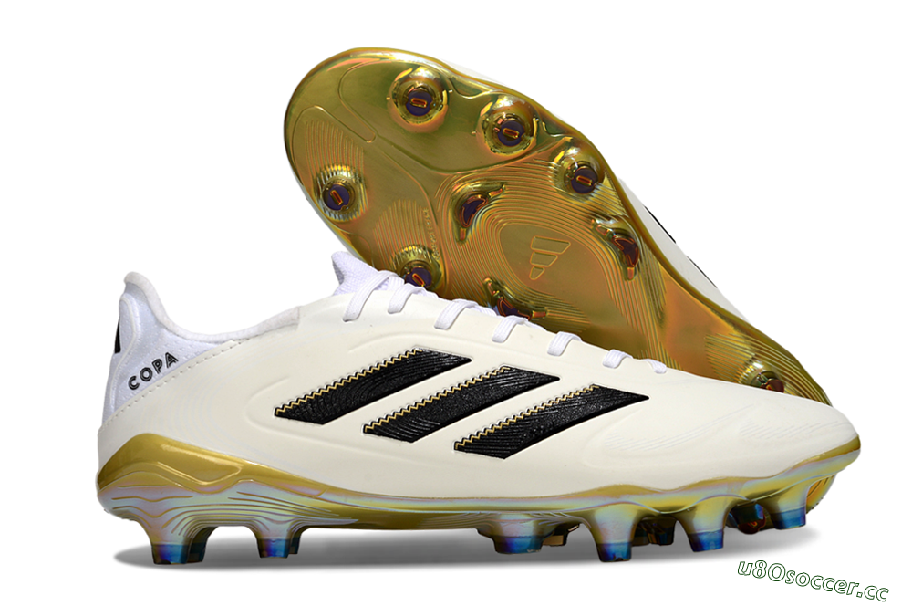 Men's Adidas Copa Pure 3 Elite FG Firm Ground Low-Tops Football Boots - Beige/Black/Gold 2