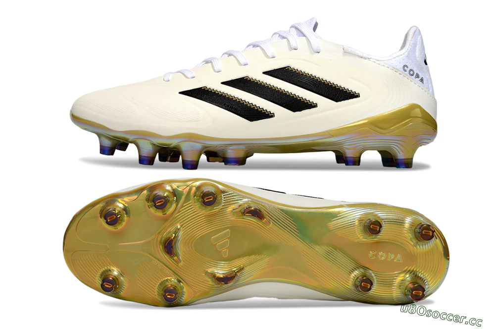 Men's Adidas Copa Pure 3 Elite FG Firm Ground Low-Tops Football Boots - Beige/Black/Gold 1