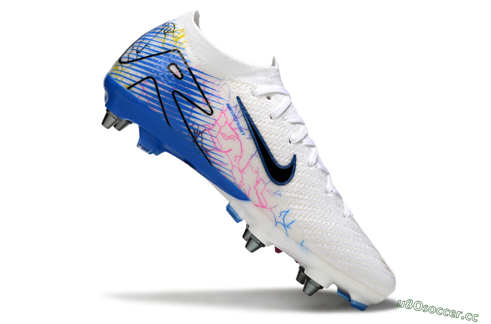 Men's Nike Air Zoom Mercurial Vapor 16 Elite SG Soft Ground Low-Tops Football Boots - White/Black/Blue 4