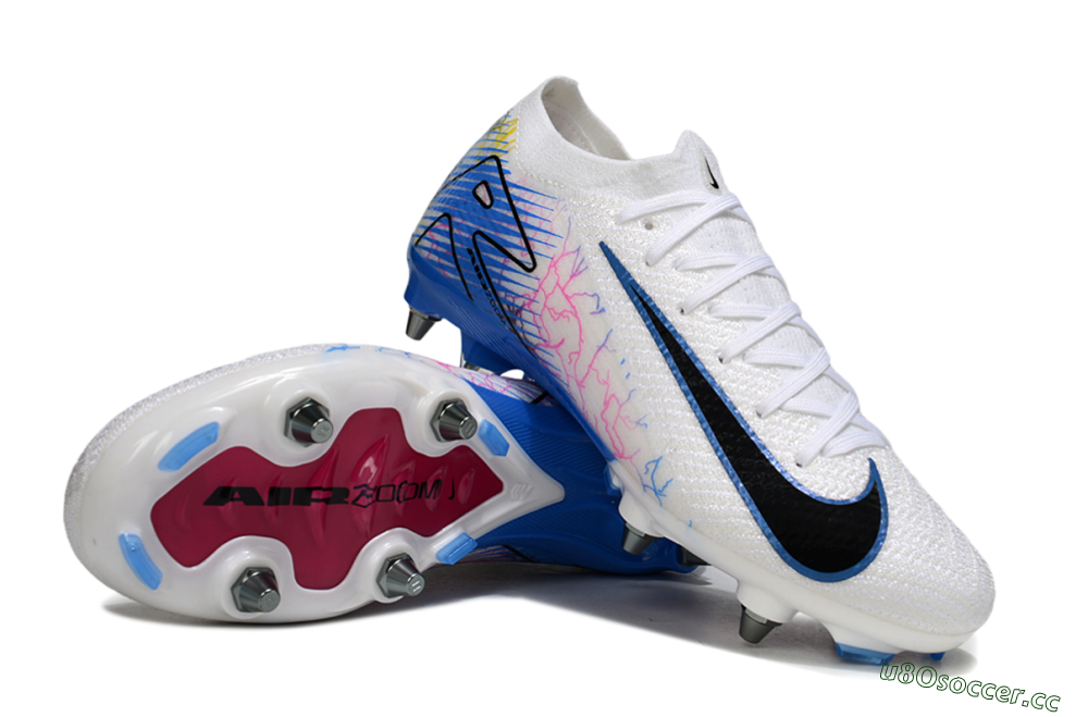Men's Nike Air Zoom Mercurial Vapor 16 Elite SG Soft Ground Low-Tops Football Boots - White/Black/Blue 3