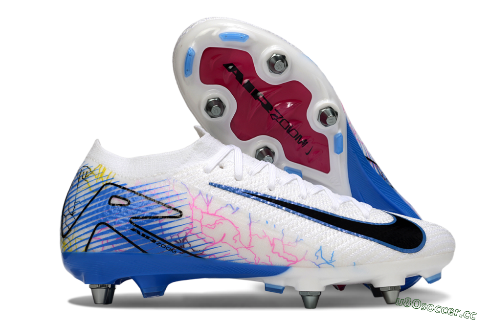 Men's Nike Air Zoom Mercurial Vapor 16 Elite SG Soft Ground Low-Tops Football Boots - White/Black/Blue 2