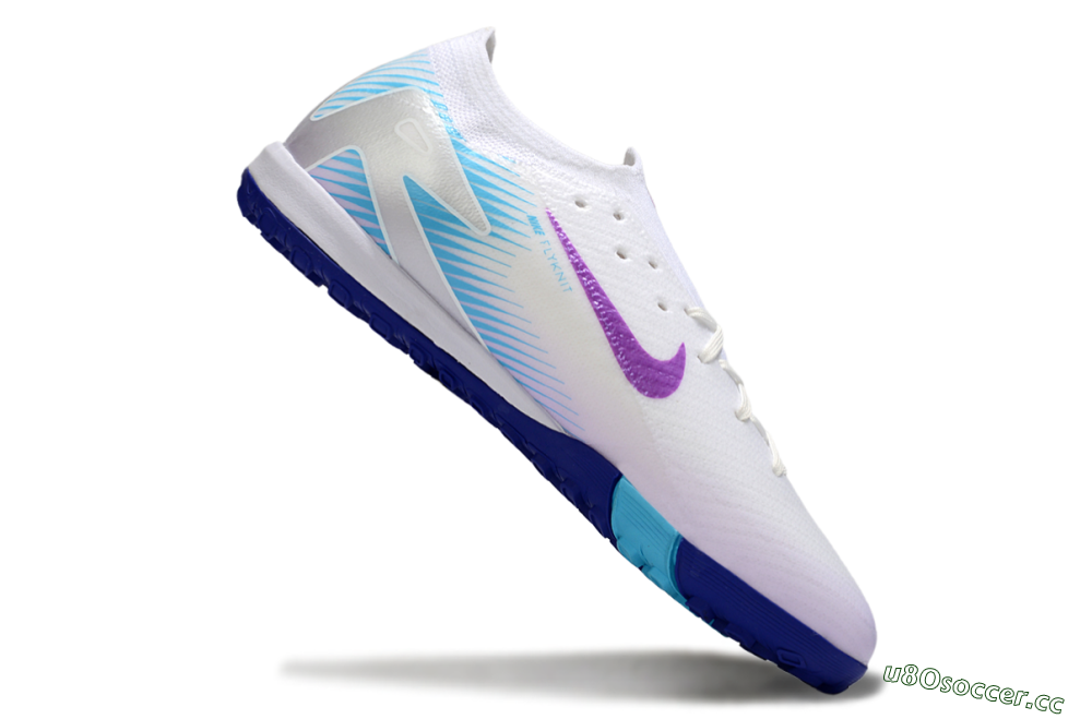 Men's Nike Air Zoom Mercurial Vapor 16 Elite TF Artificial Turf Low-Tops Football Shoes - White/Purple/Silver 4