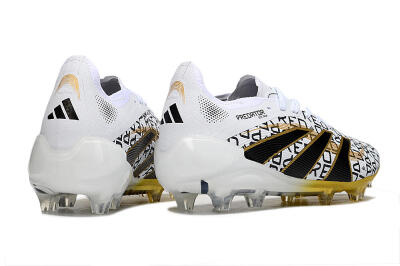 Unisex Adidas Predator 25 Elite FG Firm Ground Low-Tops Football Boots - White/Gold/Black