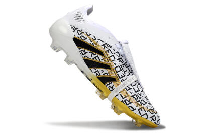 Unisex Adidas Predator 25 Elite Foldover Tongue FG Firm Ground Low-Tops Football Boots - White/Gold/Black