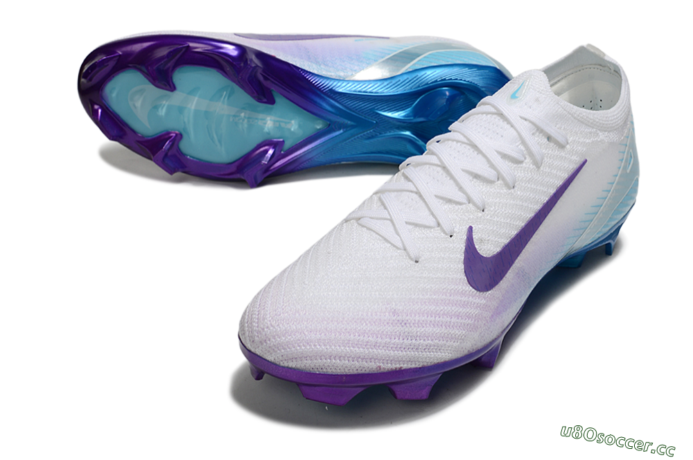 Men's Nike Air Zoom Mercurial Vapor 16 Elite FG Firm Ground Low-Tops Football Boots - White/Purple/Jade 3