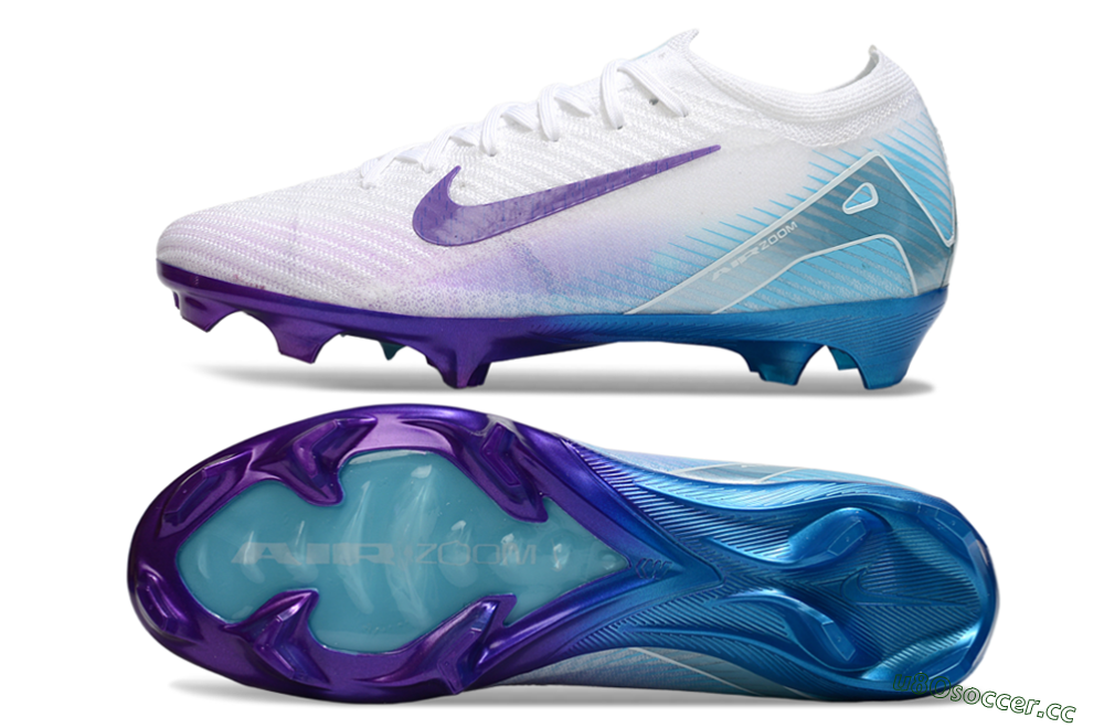 Men's Nike Air Zoom Mercurial Vapor 16 Elite FG Firm Ground Low-Tops Football Boots - White/Purple/Jade 1