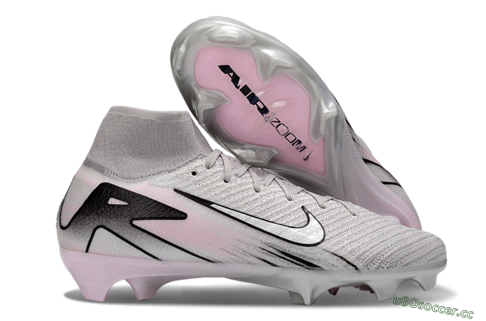 Unisex Nike Air Zoom Mercurial Superfly 10 Elite FG Firm Ground High-Tops Football Boots - Grey/Black/Pink 2
