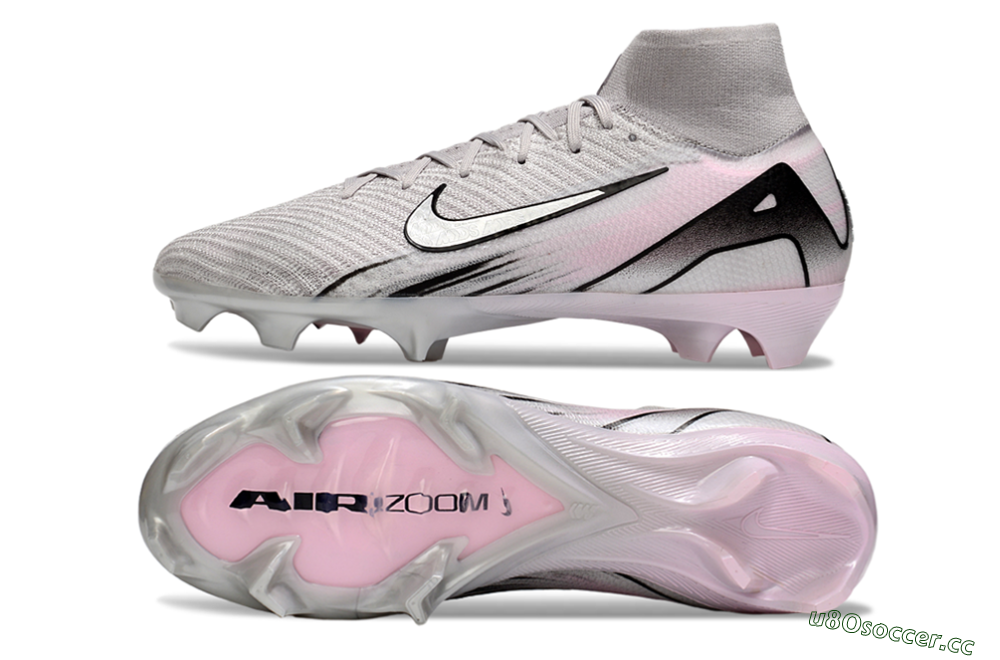 Unisex Nike Air Zoom Mercurial Superfly 10 Elite FG Firm Ground High-Tops Football Boots - Grey/Black/Pink 1