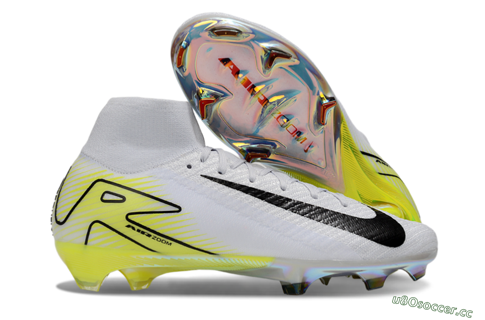 Unisex Nike Air Zoom Mercurial Superfly 10 Elite FG Firm Ground High-Tops Football Boots - White/Black/Yellow 2