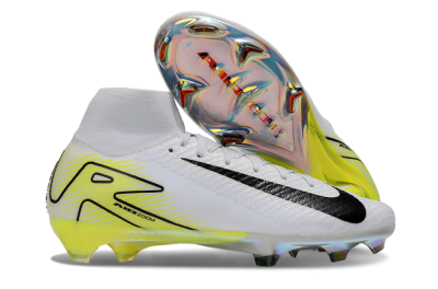 Unisex Nike Air Zoom Mercurial Superfly 10 Elite FG Firm Ground High-Tops Football Boots - White/Black/Yellow