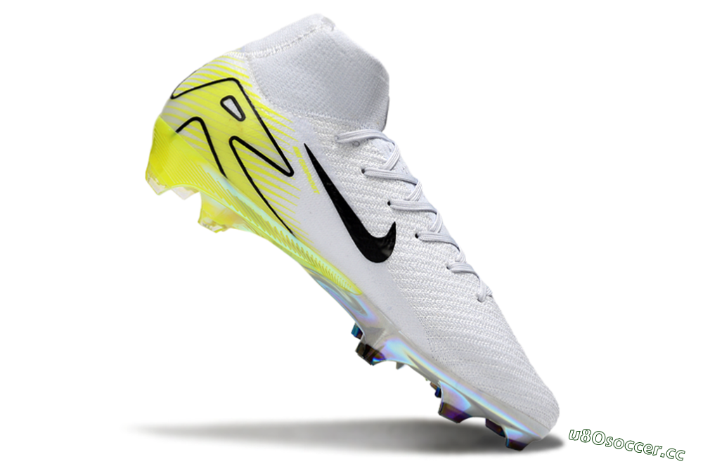 Unisex Nike Air Zoom Mercurial Superfly 10 Elite FG Firm Ground High-Tops Football Boots - White/Black/Yellow 4