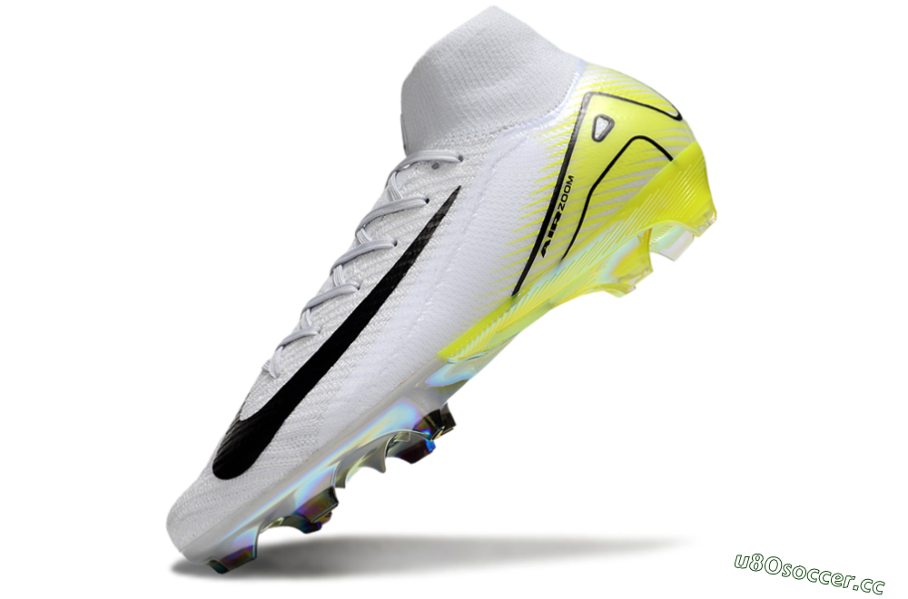 Unisex Nike Air Zoom Mercurial Superfly 10 Elite FG Firm Ground High-Tops Football Boots - White/Black/Yellow 5