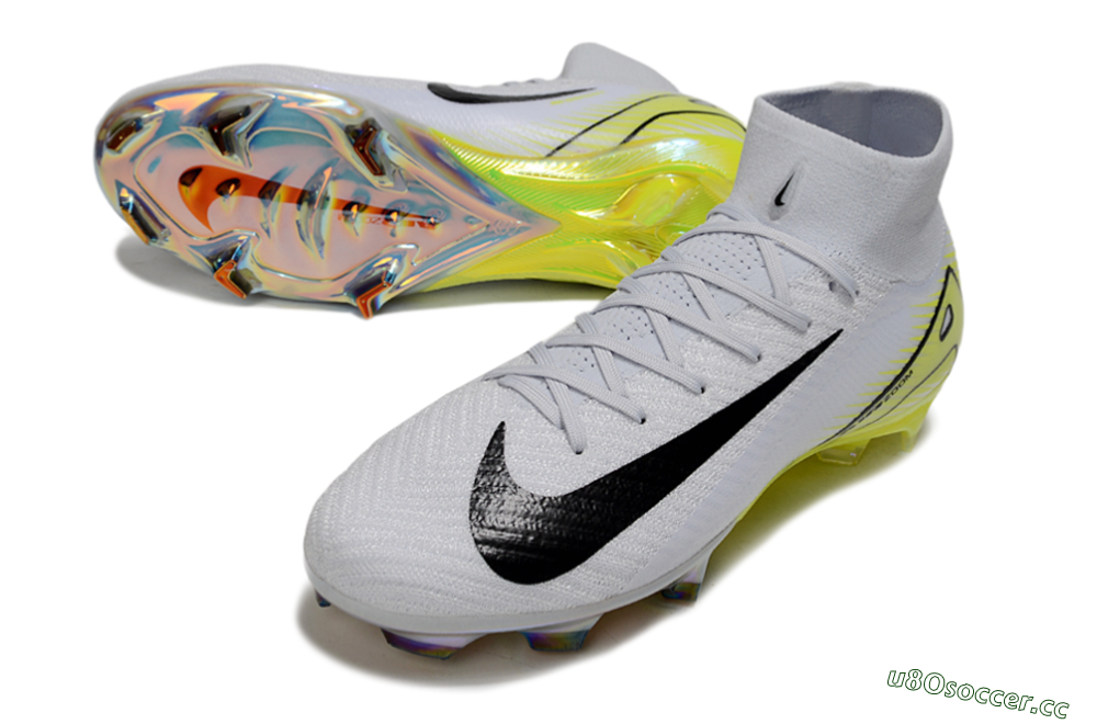 Unisex Nike Air Zoom Mercurial Superfly 10 Elite FG Firm Ground High-Tops Football Boots - White/Black/Yellow 3