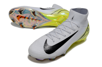 Unisex Nike Air Zoom Mercurial Superfly 10 Elite FG Firm Ground High-Tops Football Boots - White/Black/Yellow