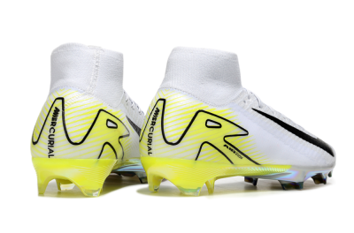 Unisex Nike Air Zoom Mercurial Superfly 10 Elite FG Firm Ground High-Tops Football Boots - White/Black/Yellow