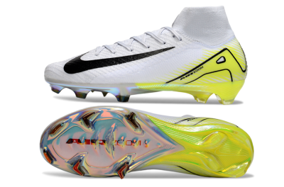 Unisex Nike Air Zoom Mercurial Superfly 10 Elite FG Firm Ground High-Tops Football Boots - White/Black/Yellow