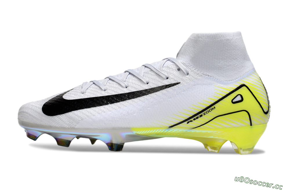 Unisex Nike Air Zoom Mercurial Superfly 10 Elite FG Firm Ground High-Tops Football Boots - White/Black/Yellow 0