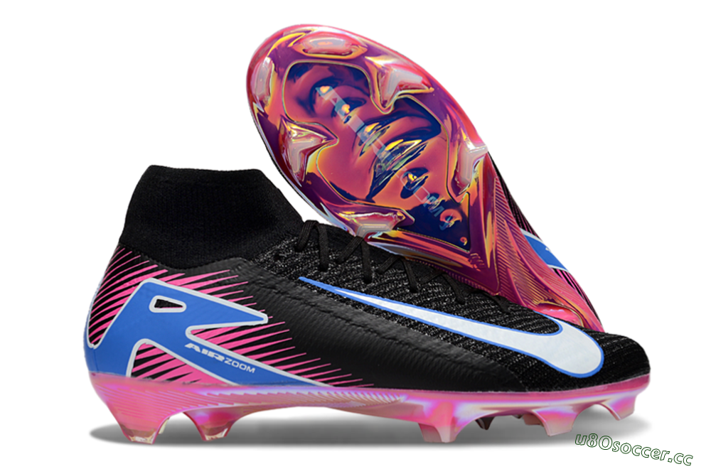 Unisex Nike Air Zoom Mercurial Superfly 10 Elite FG Firm Ground High-Tops Football Boots - Black/White/Blue/Pink 2