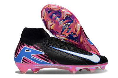 Unisex Nike Air Zoom Mercurial Superfly 10 Elite FG Firm Ground High-Tops Football Boots - Black/White/Blue/Pink