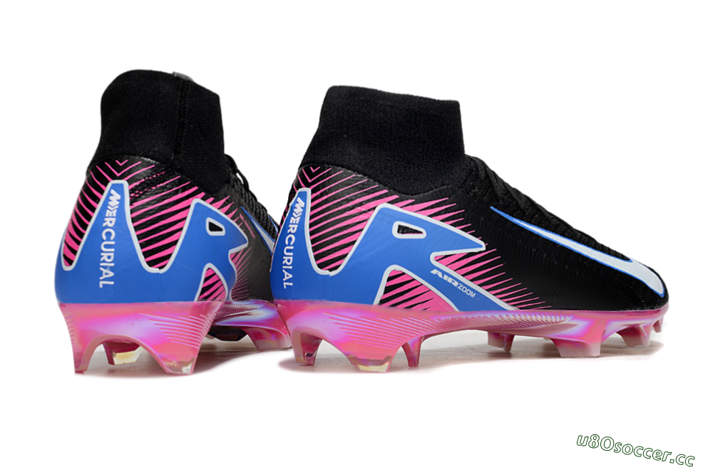 Unisex Nike Air Zoom Mercurial Superfly 10 Elite FG Firm Ground High-Tops Football Boots - Black/White/Blue/Pink 6