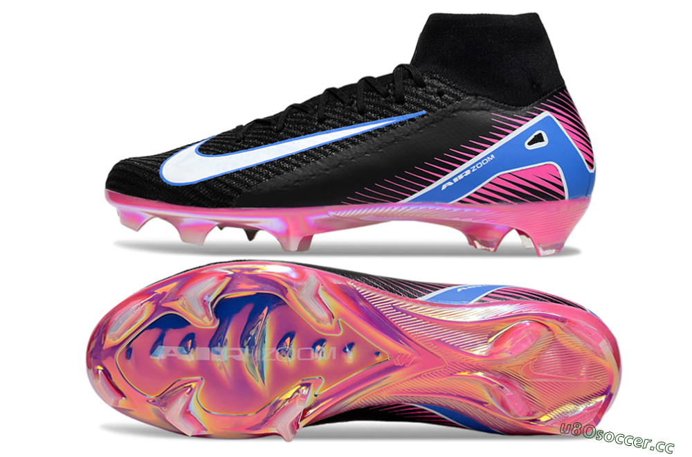 Unisex Nike Air Zoom Mercurial Superfly 10 Elite FG Firm Ground High-Tops Football Boots - Black/White/Blue/Pink 1