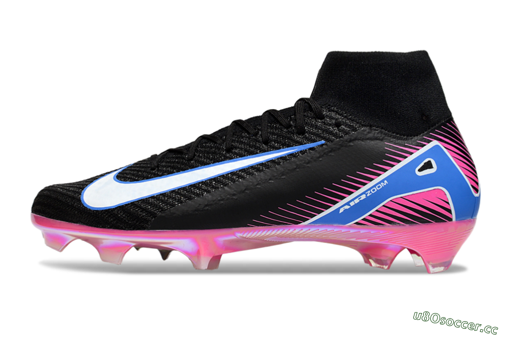 Unisex Nike Air Zoom Mercurial Superfly 10 Elite FG Firm Ground High-Tops Football Boots - Black/White/Blue/Pink 0