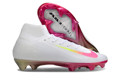 Unisex Nike Air Zoom Mercurial Superfly 10 Elite FG Firm Ground High-Tops Football Boots - White/Pink/Yellow