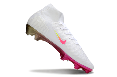 Unisex Nike Air Zoom Mercurial Superfly 10 Elite FG Firm Ground High-Tops Football Boots - White/Pink/Yellow