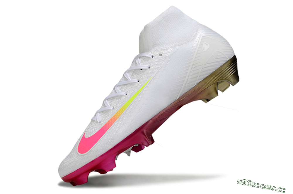 Unisex Nike Air Zoom Mercurial Superfly 10 Elite FG Firm Ground High-Tops Football Boots - White/Pink/Yellow 5
