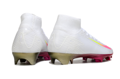 Unisex Nike Air Zoom Mercurial Superfly 10 Elite FG Firm Ground High-Tops Football Boots - White/Pink/Yellow