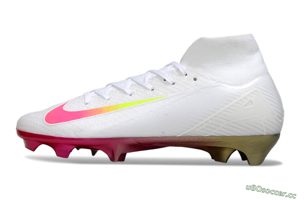 Unisex Nike Air Zoom Mercurial Superfly 10 Elite FG Firm Ground High-Tops Football Boots - White/Pink/Yellow 0