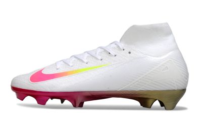 Unisex Nike Air Zoom Mercurial Superfly 10 Elite FG Firm Ground High-Tops Football Boots - White/Pink/Yellow