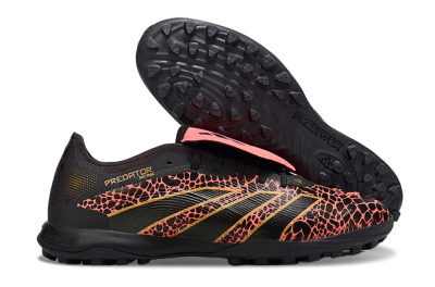 Men's Adidas Predator Laceless Foldover Tongue TF Artificial Turf Low-Tops Football Shoes - Black/Red/Gold