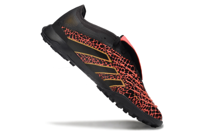 Men's Adidas Predator Laceless Foldover Tongue TF Artificial Turf Low-Tops Football Shoes - Black/Red/Gold