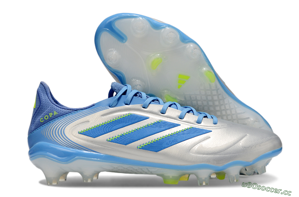 Men's Adidas Copa Pure 3 Elite FG Firm Ground Low-Tops Football Boots - Silver/Blue/Yellow 2