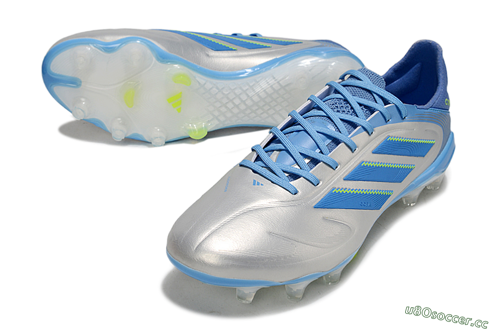 Men's Adidas Copa Pure 3 Elite FG Firm Ground Low-Tops Football Boots - Silver/Blue/Yellow 3