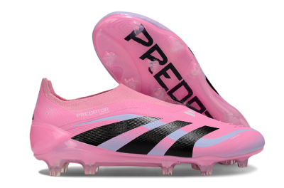 Men's Adidas Predator 25 Elite Laceless FG Firm Ground Low-Tops Football Boots - Pink/Black/Blue