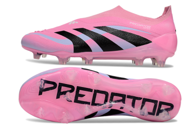 Men's Adidas Predator 25 Elite Laceless FG Firm Ground Low-Tops Football Boots - Pink/Black/Blue
