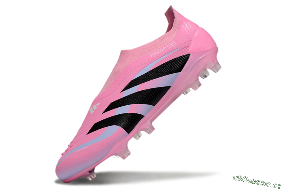 Men's Adidas Predator 25 Elite Laceless FG Firm Ground Low-Tops Football Boots - Pink/Black/Blue 5