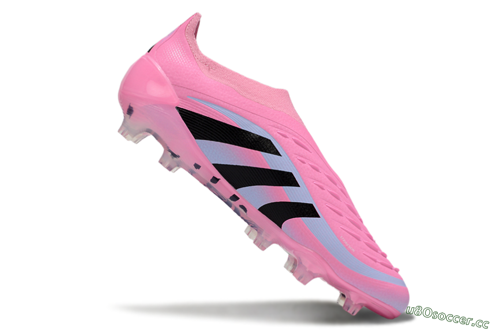 Men's Adidas Predator 25 Elite Laceless FG Firm Ground Low-Tops Football Boots - Pink/Black/Blue 4