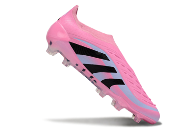 Men's Adidas Predator 25 Elite Laceless FG Firm Ground Low-Tops Football Boots - Pink/Black/Blue