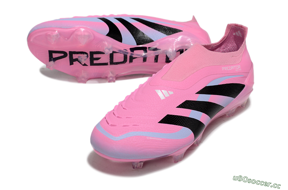 Men's Adidas Predator 25 Elite Laceless FG Firm Ground Low-Tops Football Boots - Pink/Black/Blue 3